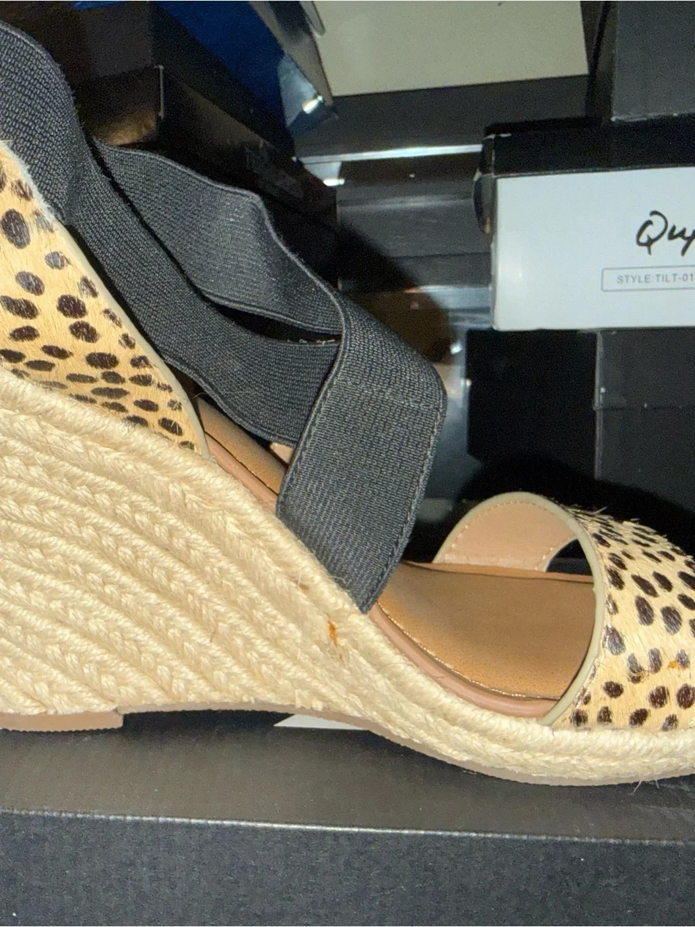 DV by Dolce Vita Leopard Print Espadrille Wedge with Black Cross Straps 9 NWT
